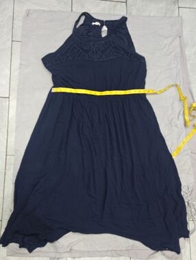 Maurices Navy Crochet Yoke Halter Dress